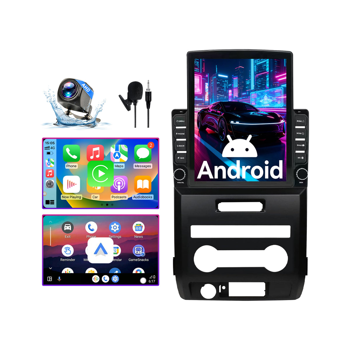 Android 14 Car Stereo Compatible with Ford F150 2009-2012 (Manual AC Only), 9.7" Wireless CarPlay/Android Auto Head Unit with GPS & 1080P Backup Camera