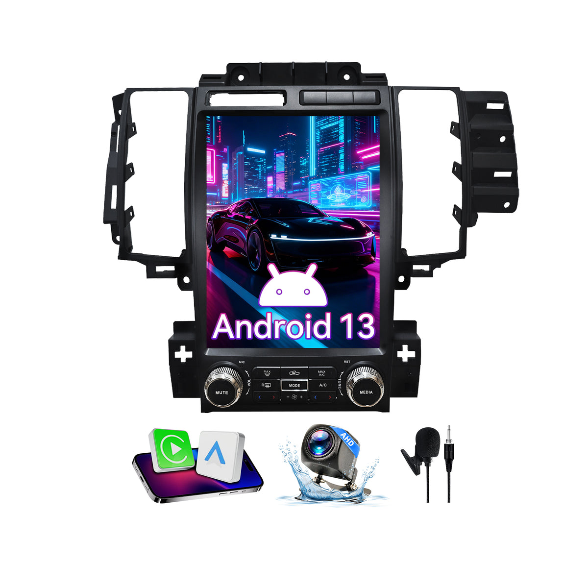 12.1" 4GB+64GB | Qualcomm 8-Core | Android 13 — Car Stereo Compatible with Ford Taurus 2012-2014, Wireless CarPlay/Android Auto, GPS & DSP Audio