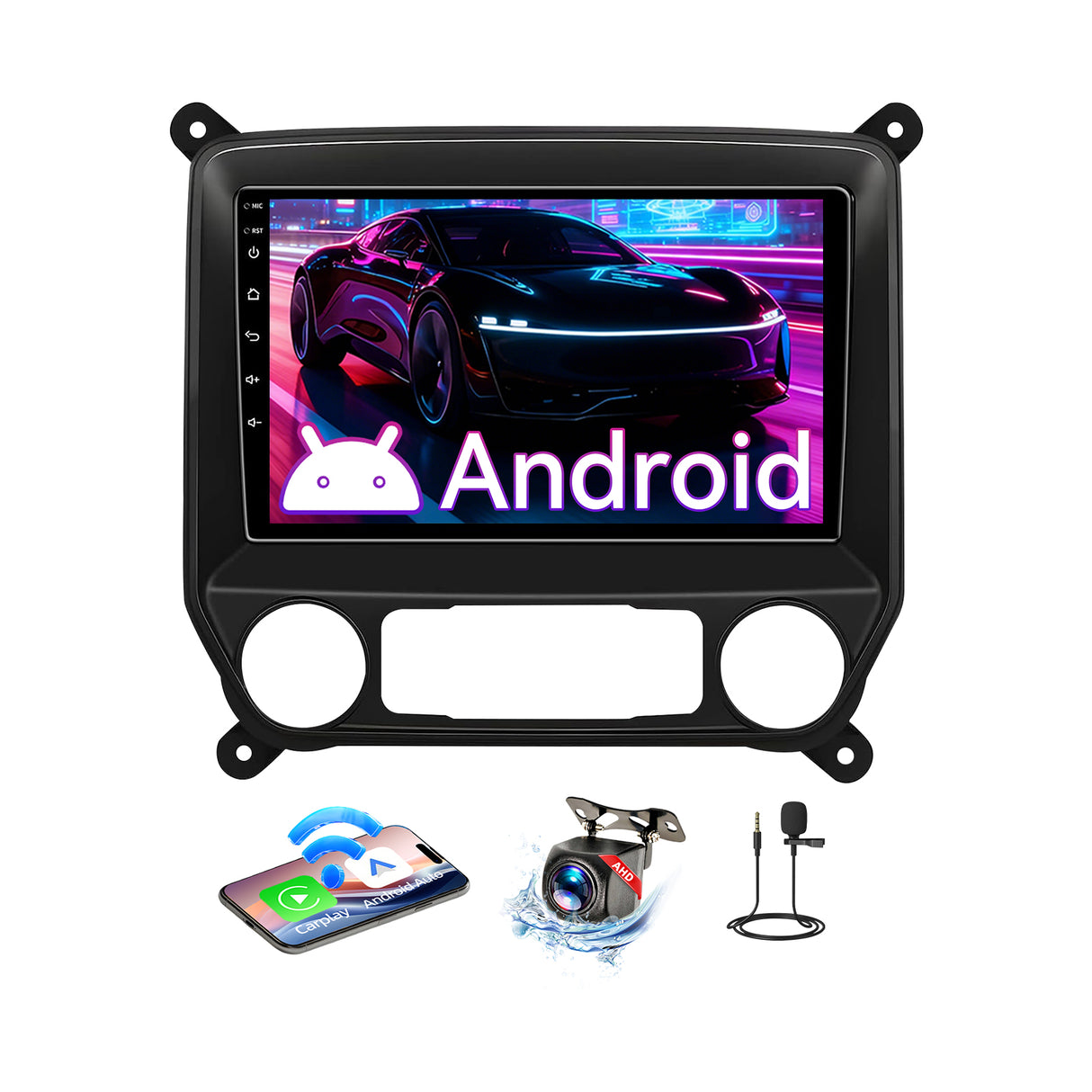 Car Stereo Radio Compatible with Chevy Silverado & GMC Sierra 2014-2018, 10"Replacement Radio Upgrade, Wireless CarPlay/Android Auto Head Unit with GPS & Backup Camera