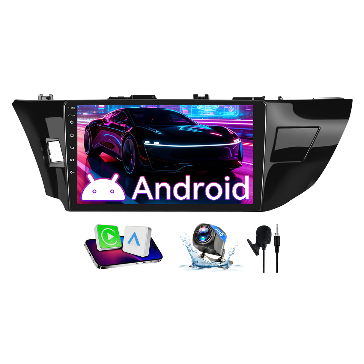 10" Android 13 Touchscreen Radio Compatible with Toyota Corolla 2014-2016, Wireless CarPlay/Android Auto, GPS Navigation, Bluetooth & Backup Camera