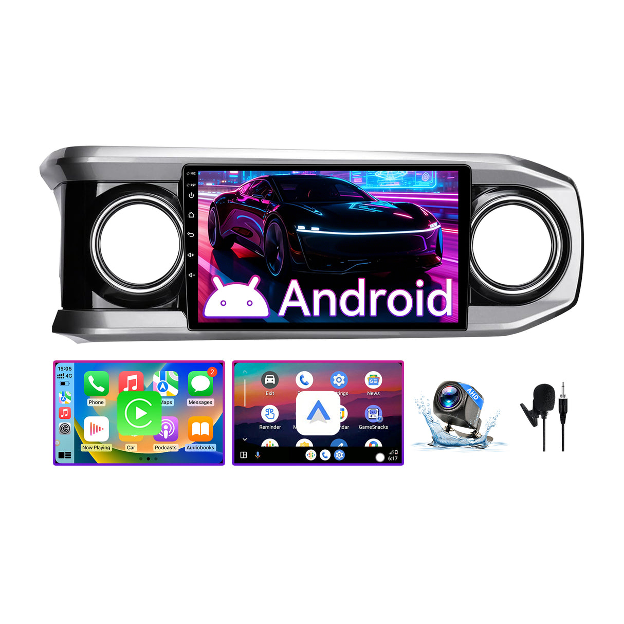 10" Touchscreen Car Stereo Compatible with Toyota Tacoma 2016-2021, Wireless CarPlay/Android Auto Head Unit with GPS Navigation & Backup Camera