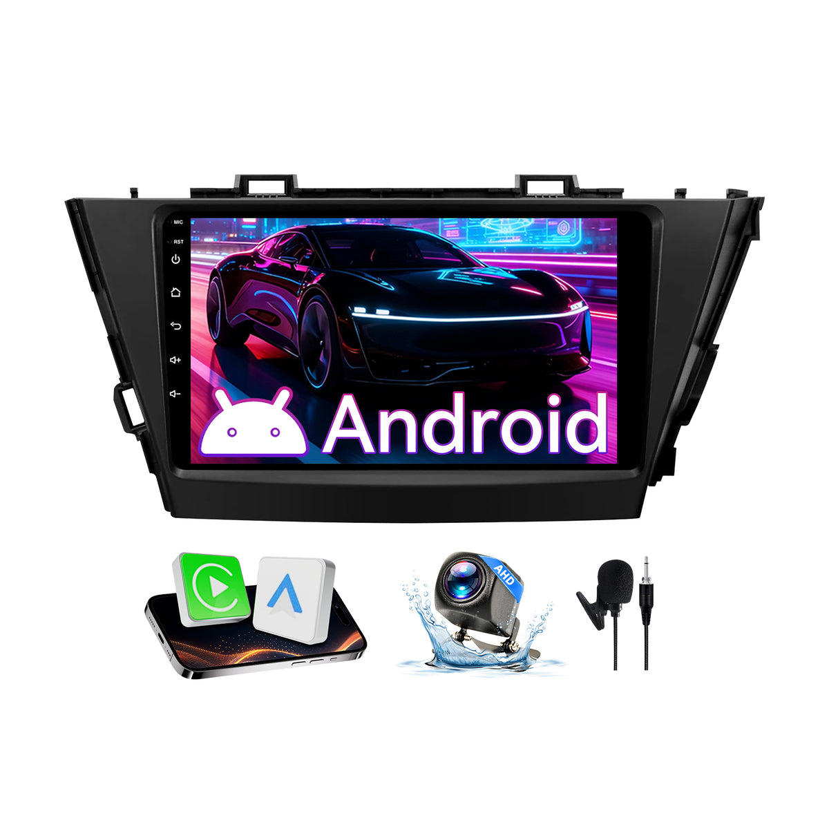 Car Stereo Compatible with Toyota Prius Plus V Alpha 2012-2017, 9" Wireless CarPlay/Android Auto Head Unit with GPS Navigation & Backup Camera