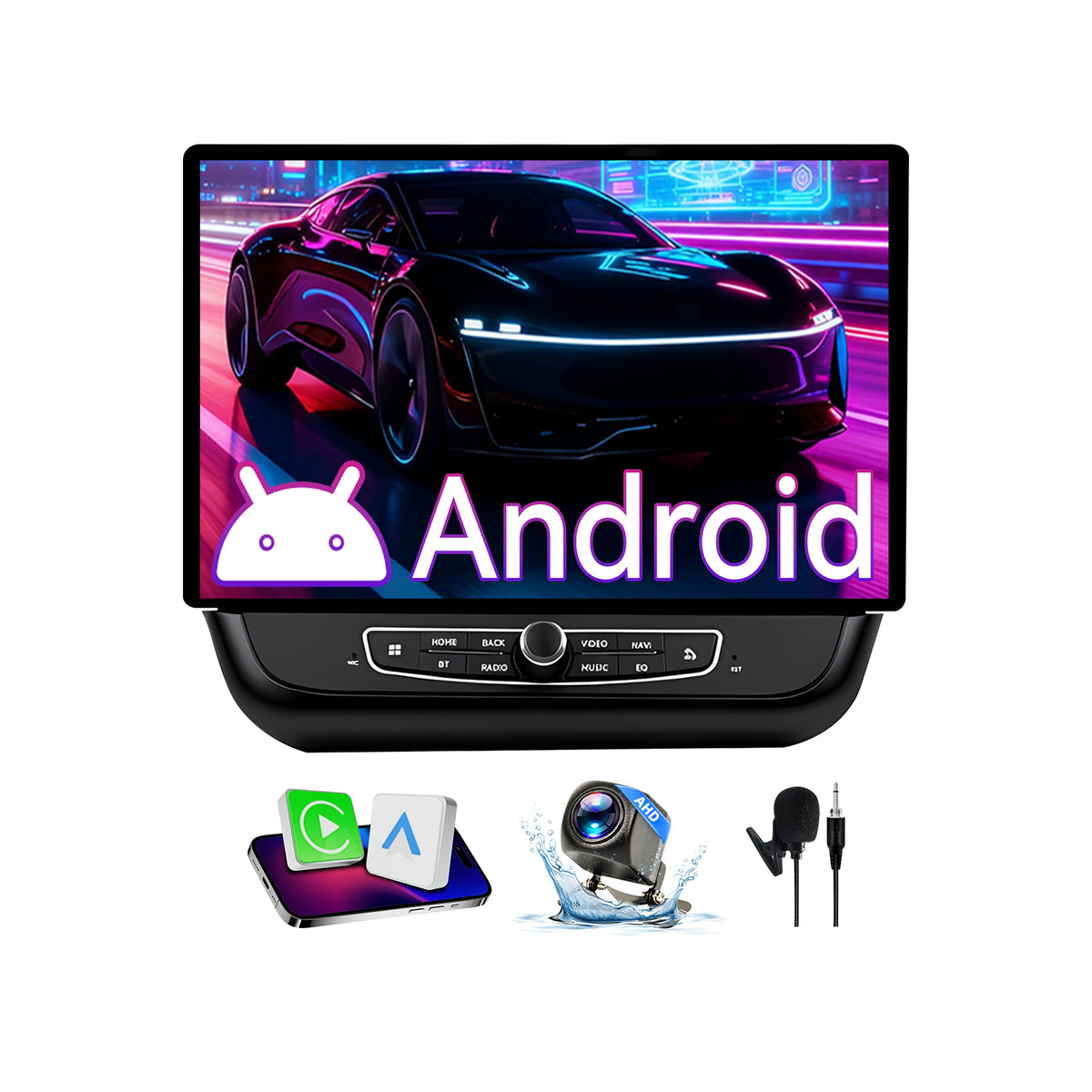 13" Touchscreen Android Car Stereo Compatible with Chevrolet Camaro 2016-2019, 4GB+64GB Wireless CarPlay/Android Auto Head Unit with Physical Knobs & Backup Camera