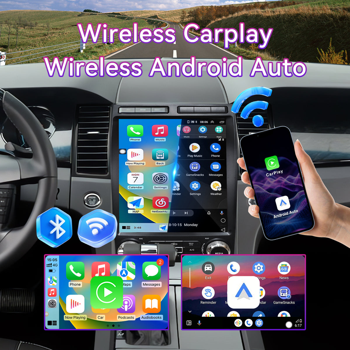 12.1" 4GB+64GB | Qualcomm 8-Core | Android 13 — Car Stereo Compatible with Ford Taurus 2012-2014, Wireless CarPlay/Android Auto, GPS & DSP Audio