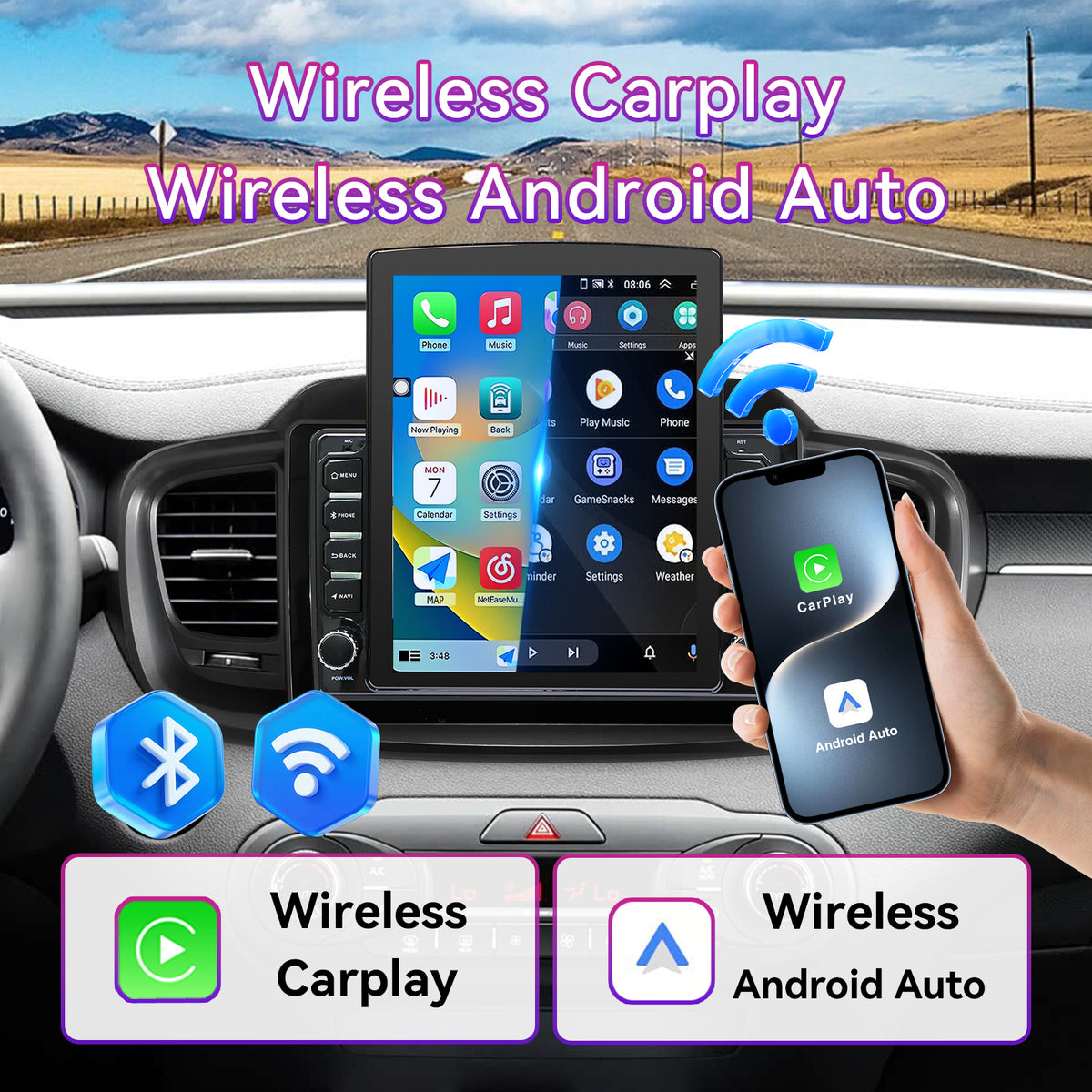 Car Stereo Compatible with Kia Sorento 2016-2020, 9.7" Wireless CarPlay/Android Auto Head Unit with GPS Navigation & Backup Camera
