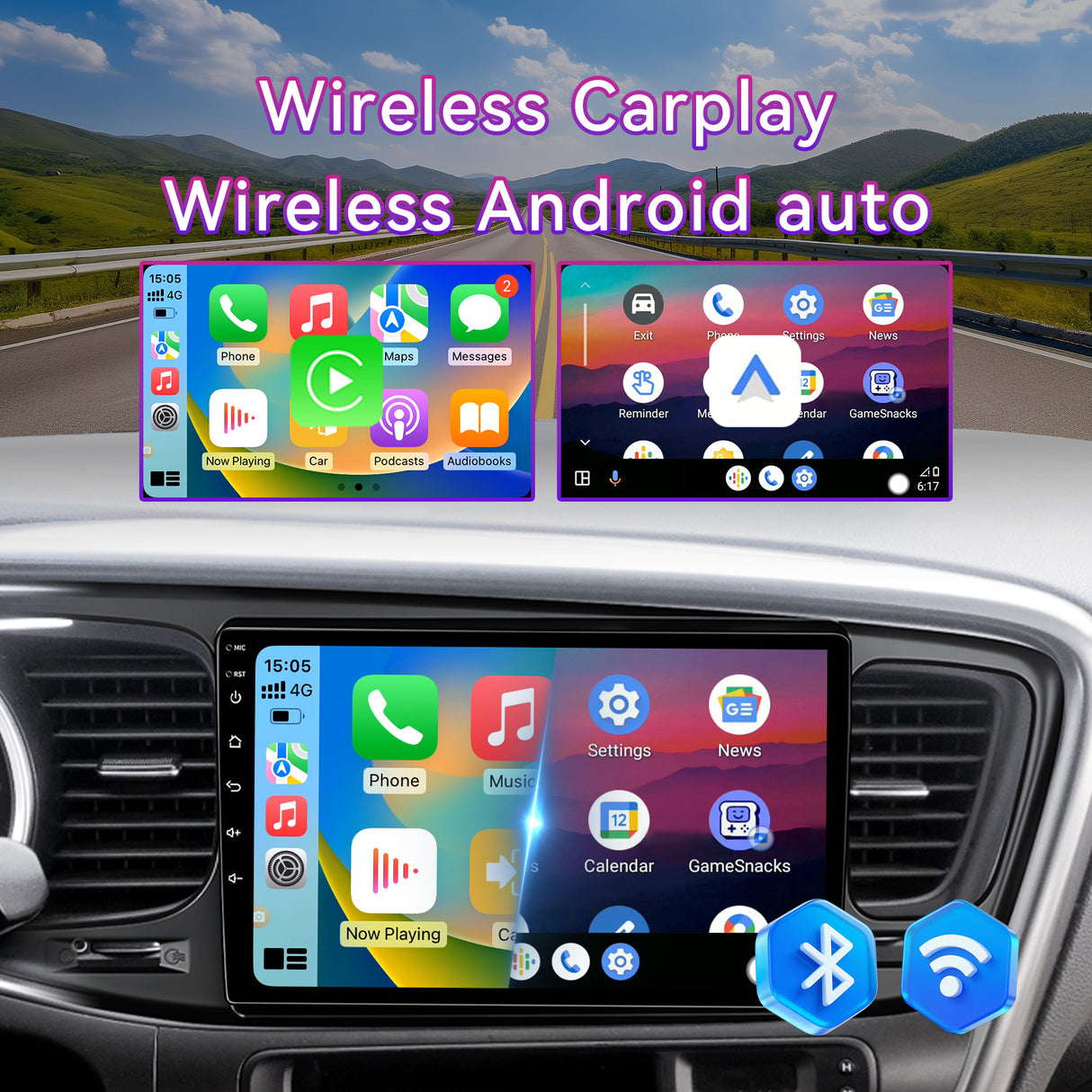 9" Android 13 Car Stereo Compatible with KIA Optima K5 2013-2015, 2+64GB Touchscreen Radio with Wireless CarPlay/Android Auto, GPS Navigation & Backup Camera