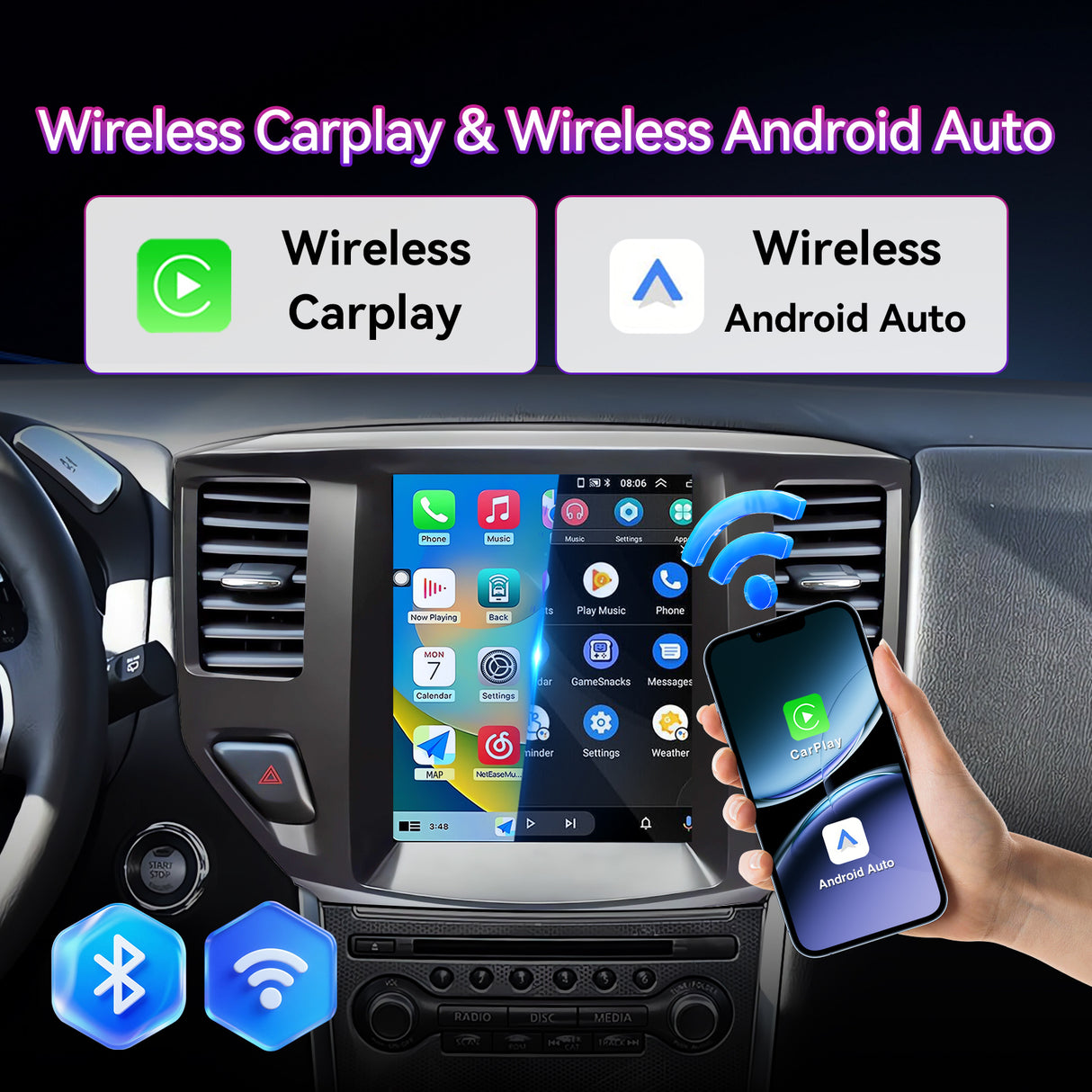 Car Stereo Radio Compatible with Nissan Pathfinder 2012-2020,8Core.10.4''Touchscreen Car Radio Support Bluetooth,Wireless CarPlay/Android Auto/5G/FM/GPS/SWC/Mirror Link Wait.