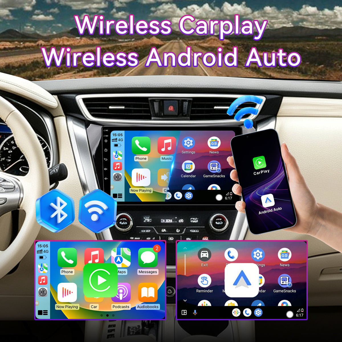 Car Stereo Compatible with Nissan Murano Z52 2014-2020, 10.1" Wireless CarPlay/Android Auto Head Unit with GPS & Backup Camera