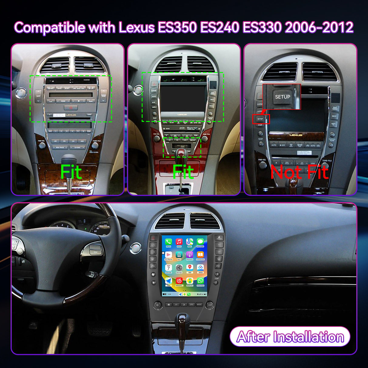 Car Radio Compatible with Lexus ES350 ES240 ES330 2006-2012,9.7''Touchscreen Head Unit Car Stereo Support Bluebooth,Wireless Carplay/Android Auto, GPS, WiFi, Backup Camera