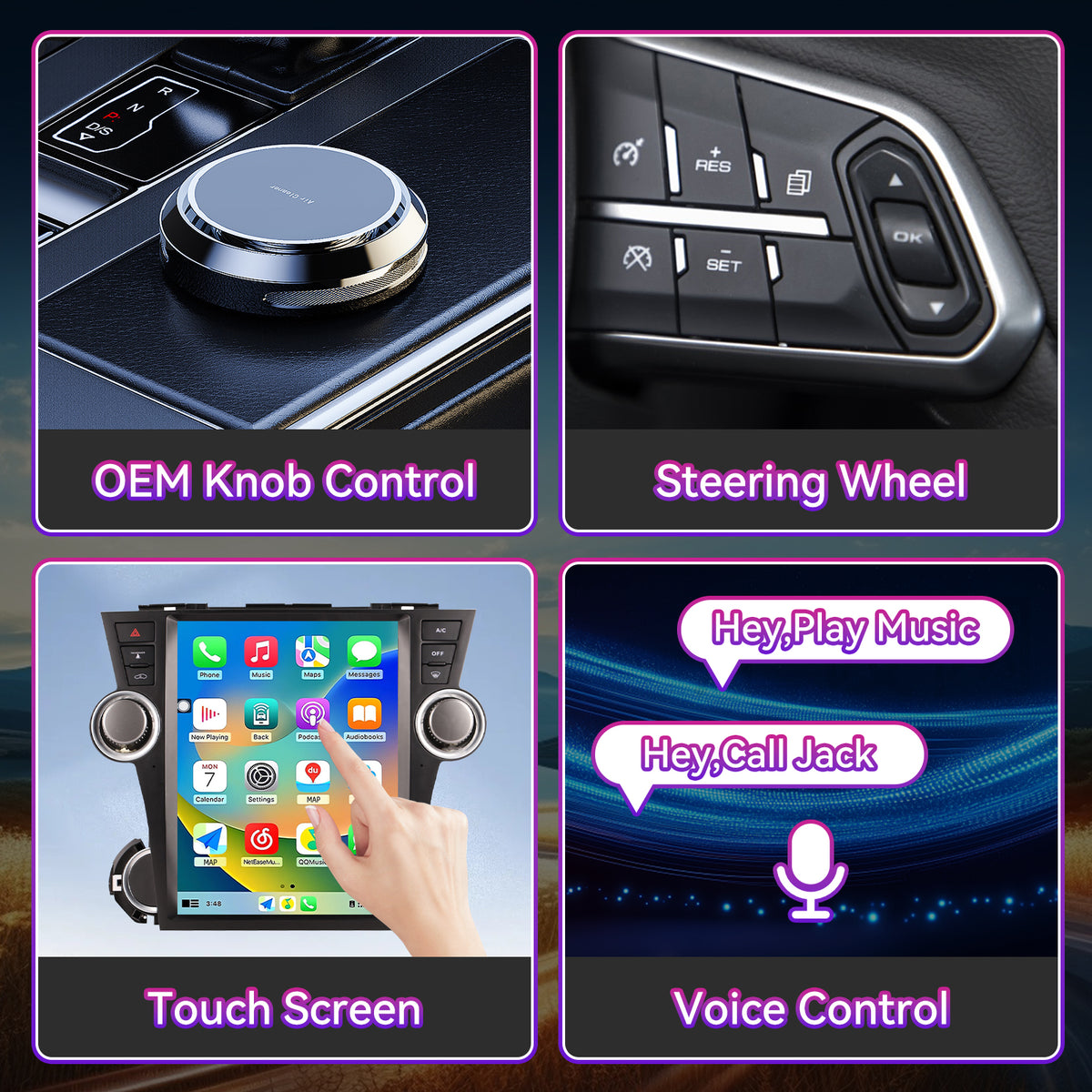 8-Core 8G+128G Car Stereo Compatible with Toyota Highlander 2009-2013, 12.1" Wireless CarPlay/Android Auto Head Unit with GPS & Backup Camera