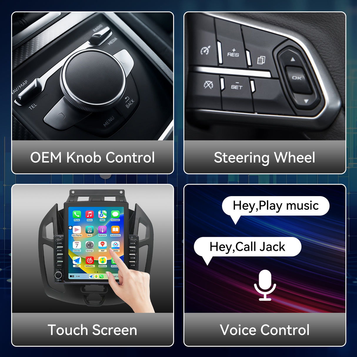 Car Radio Compatible With Ford Transit Connect 2014-2018,4G+64G,9.7" Touch Screen Car Stereo with Wireless Carplay&Android Auto,FM/GPS/SWC/Mirror Link/Backup Camera