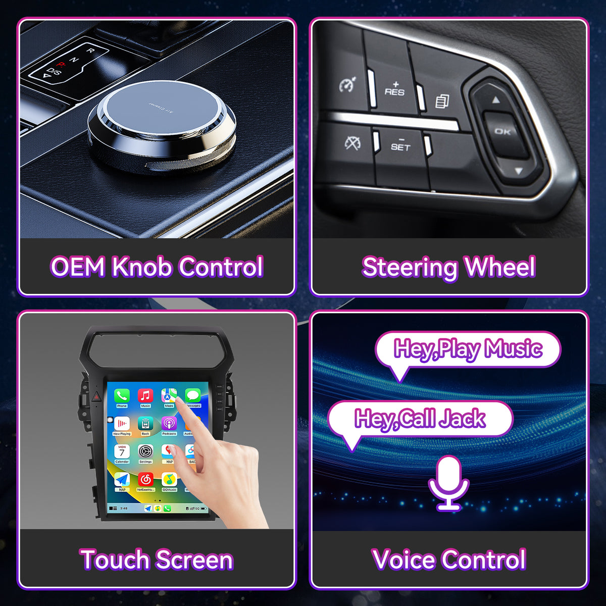 8-Core Android Car Stereo Compatible with Ford Explorer 2011-2019, 12.1" Vertical 2K Touchscreen with Wireless CarPlay/Android Auto, DSP & GPS