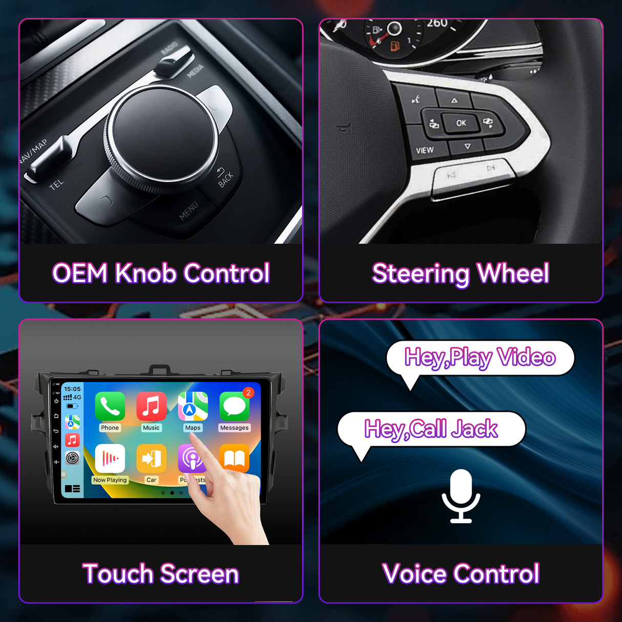 9" Android 13 Car Stereo Compatible with Toyota Corolla 2007-2013, Wireless CarPlay&Android Auto,Touch Screen Car Radio Support Bluetooth,GPS Navigation