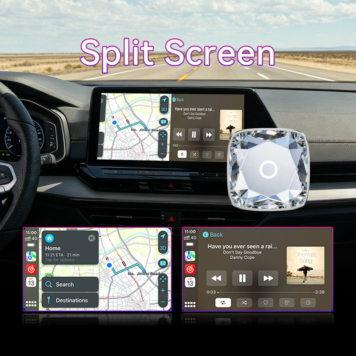 Mini 2026 Wireless CarPlay & Android Auto Adapter – Plug & Play, Fast Auto-Reconnect, 5GHz WiFi + Bluetooth 5.0, Hi-Fi Audio, USB-C, Compatible with iOS 10+/Android 10+