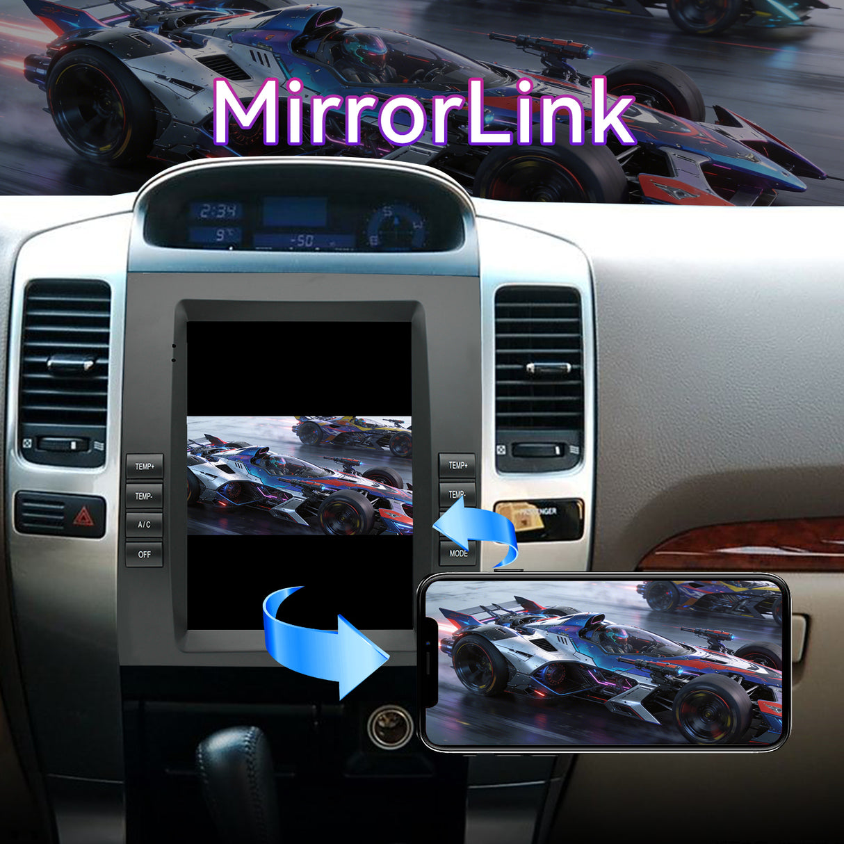 Android 13 Car Stereo Compatible with Lexus GX470 2002-2009 & Toyota Prado, 9.7" Wireless CarPlay/Android Auto Head Unit with GPS Navigation & Backup Camera