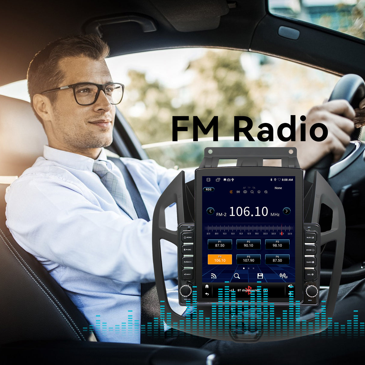 Car Radio Compatible With Ford Transit Connect 2014-2018,4G+64G,9.7" Touch Screen Car Stereo with Wireless Carplay&Android Auto,FM/GPS/SWC/Mirror Link/Backup Camera