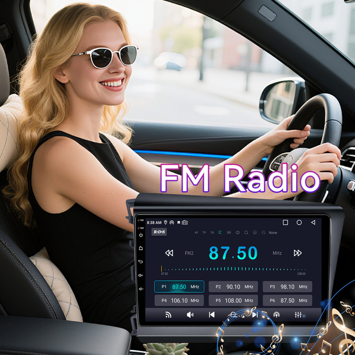 Android 13 Car Stereo Compatible with Honda Civic 2012-2015, 9" Wireless CarPlay/Android Auto Head Unit with GPS Navigation & Backup Camera