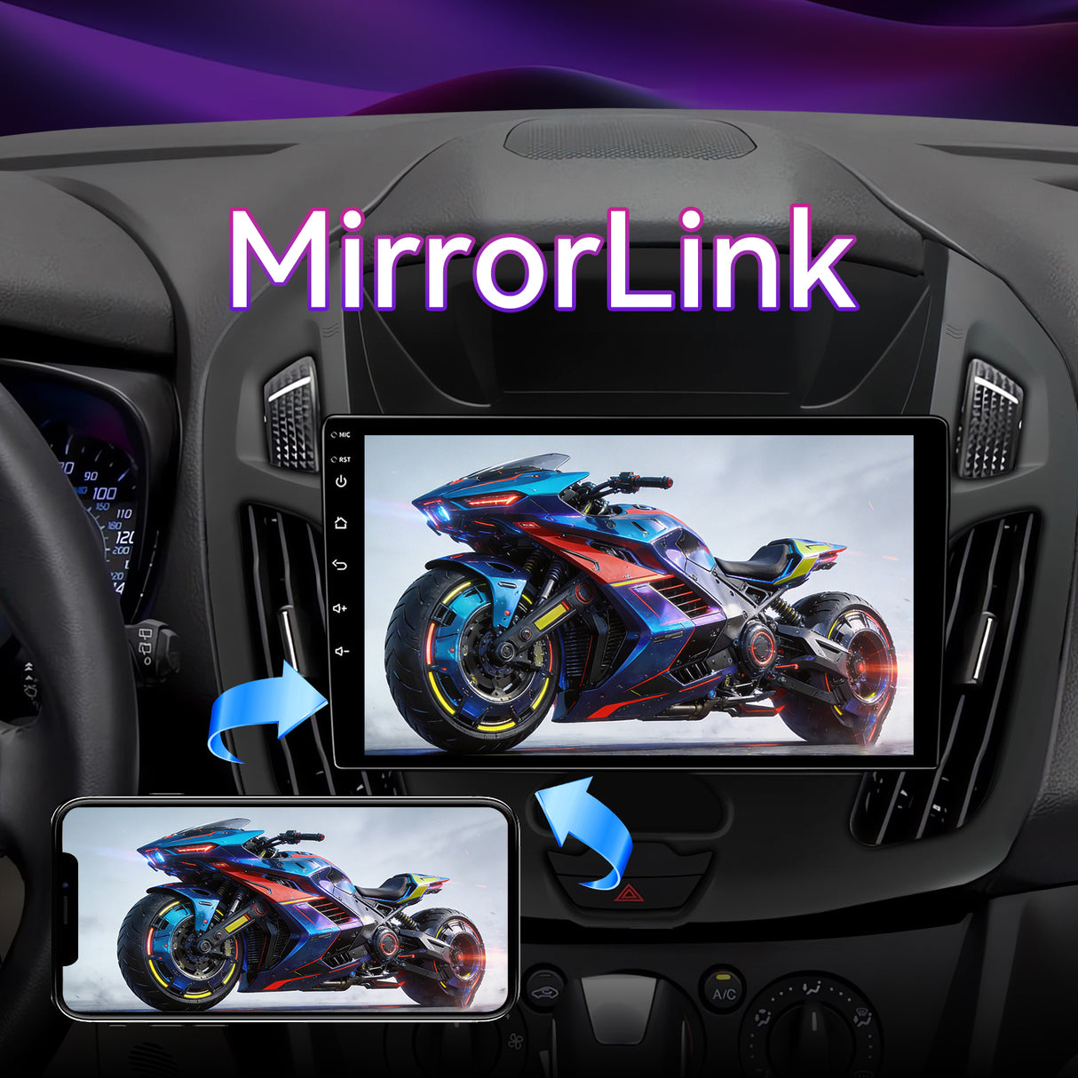 Car Radio Compatible with Ford Transit Connect 2014-2018,9 Inch Touch Screen Car Stereo with Wireless Carplay Android Auto,GPS FM WiFi Bluetooth Backup Camera.4+64GB