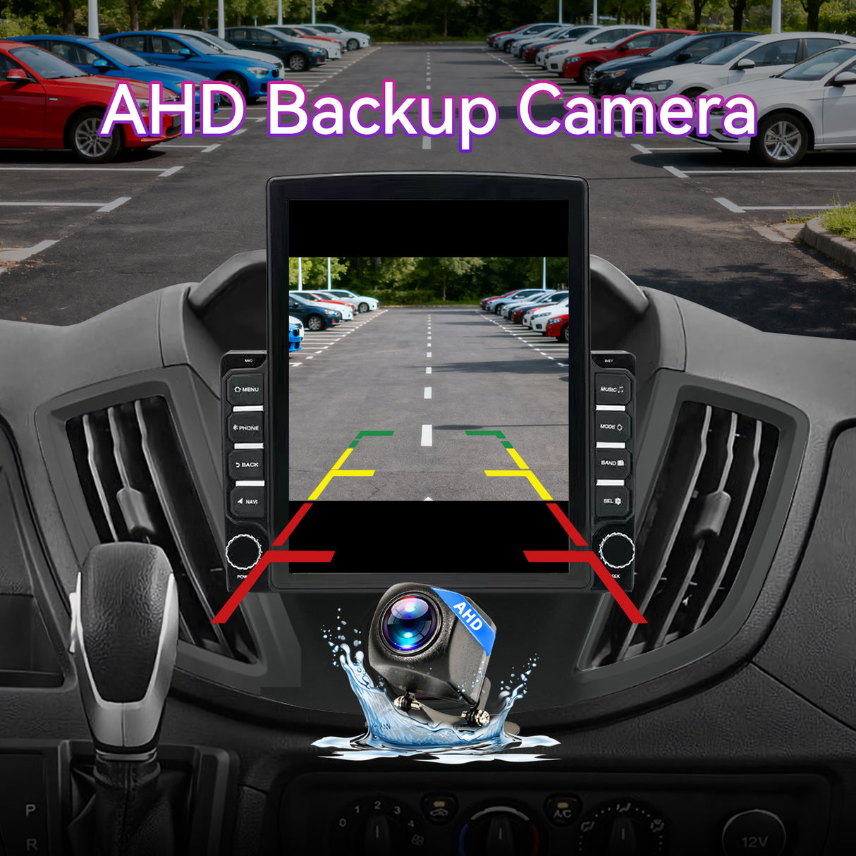 Car Stereo Compatible with Ford Transit 2013-2019, 9.7" Wireless CarPlay/Android Auto Head Unit with GPS Navigation & Backup Camera