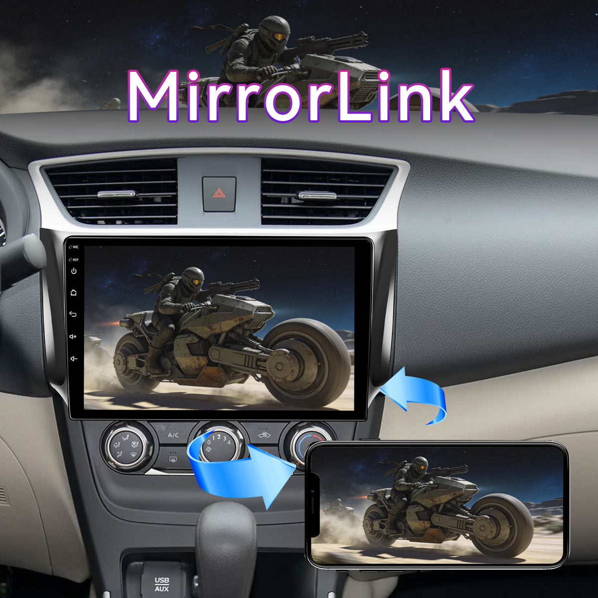 10" Vertical Android Car Stereo Compatible with Nissan Sentra 2013-2017 — Wireless CarPlay/Android Auto, GPS Navigation & AHD Backup Camera