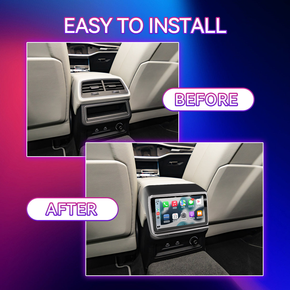 7.2" Rear Touchscreen Display Compatible with Tesla Model 3(2017-2023)/Y(2019-2024) | CarPlay/Android Auto, Climate & Seat Heater Control – 4GB/32GB