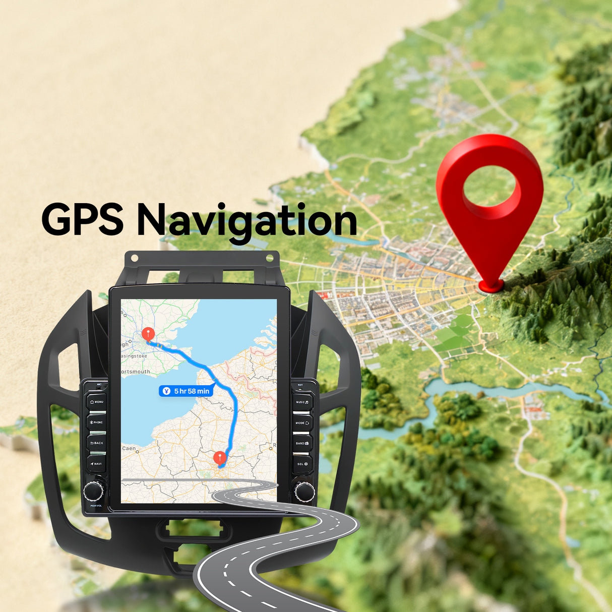 Car Radio Compatible With Ford Transit Connect 2014-2018,4G+64G,9.7" Touch Screen Car Stereo with Wireless Carplay&Android Auto,FM/GPS/SWC/Mirror Link/Backup Camera