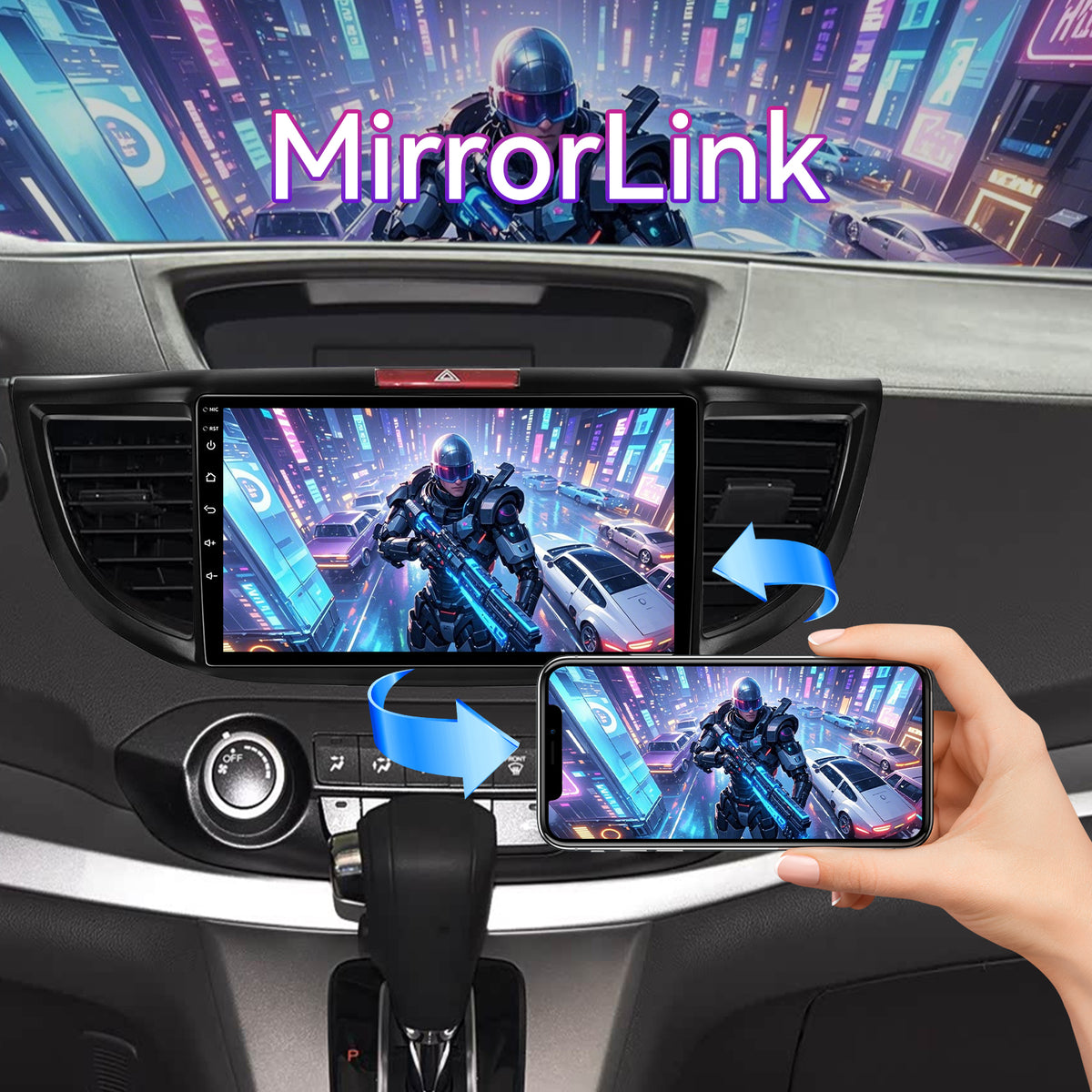 10" Android Touchscreen Car Stereo Compatible with Honda CRV 2012-2016 — Wireless CarPlay/Android Auto, GPS Navigation & AHD Backup Camera