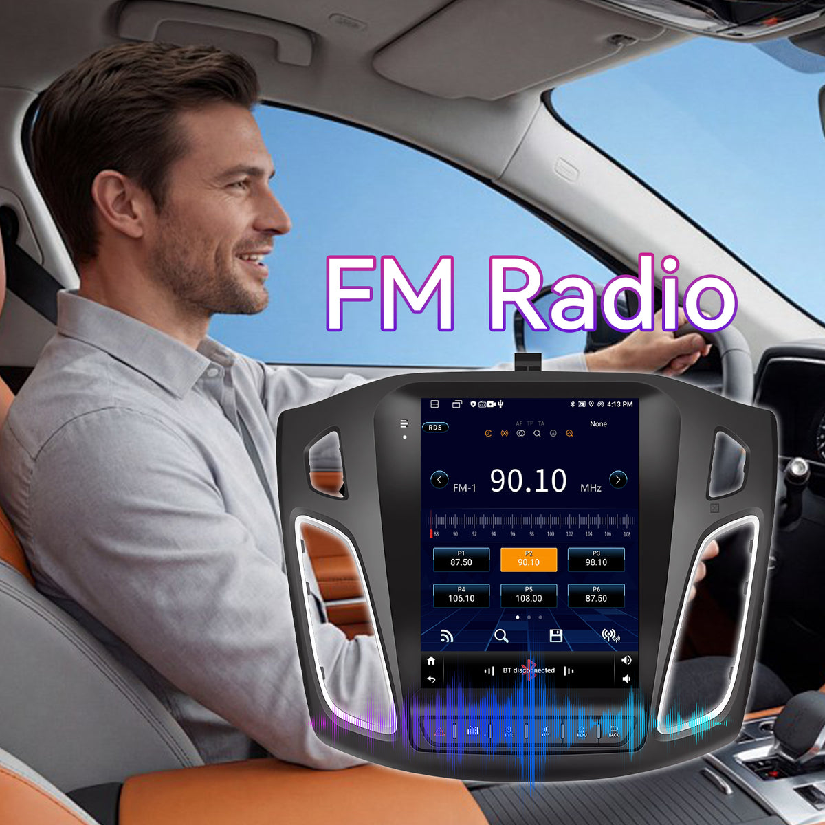 Android Car Stereo Compatible with Ford Focus 2012-2018, 9.7" Wireless CarPlay/Android Auto Head Unit with GPS Navigation & Backup Camera