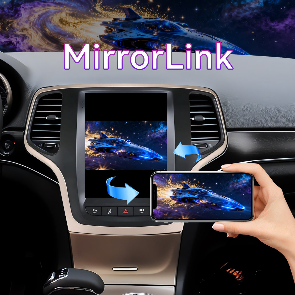 Car Stereo Compatible with Jeep Grand Cherokee 2014-2017, 9.7" 4GB+64GB Wireless CarPlay/Android Auto Head Unit with GPS & Backup Camera