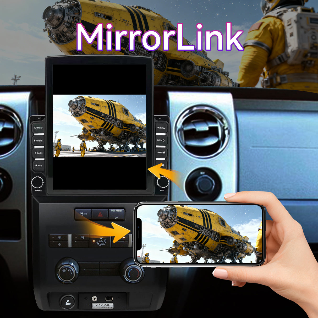 Android 14 Car Stereo Compatible with Ford F150 2009-2012 (Manual AC Only), 9.7" Wireless CarPlay/Android Auto Head Unit with GPS & 1080P Backup Camera