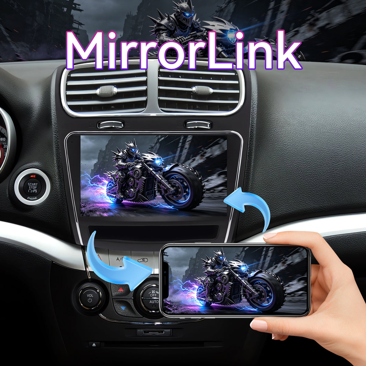 9" Android 13 Touchscreen Radio Compatible with Dodge Journey 2011-2019 — Wireless CarPlay, GPS & Backup Camera Included