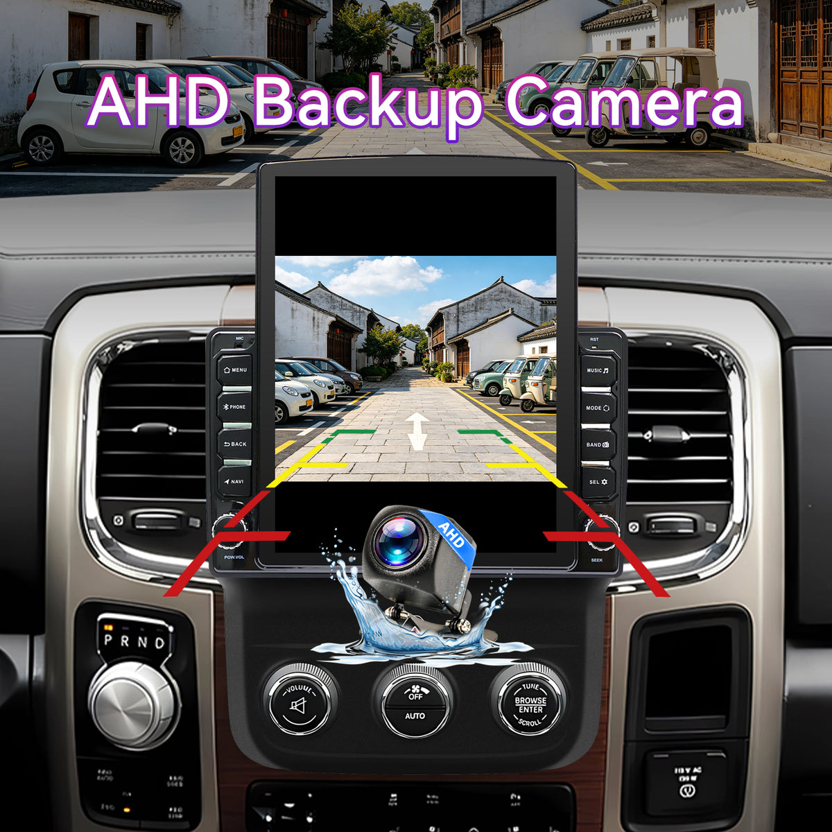 9.7" 4GB+64GB Car Stereo Compatible with Dodge Ram 1500/2500/3500 2013-2018 — Wireless CarPlay/Android Auto, GPS & Backup Camera
