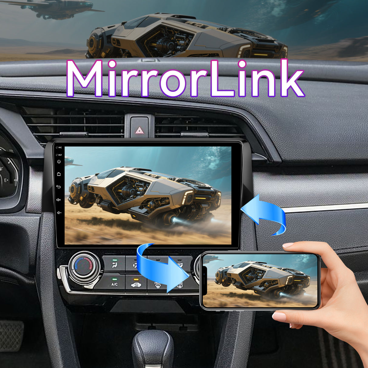 Android Car Stereo Compatible with Honda Civic 2016-2020, 9" Wireless CarPlay/Android Auto Head Unit with GPS Navigation & AHD Backup Camera
