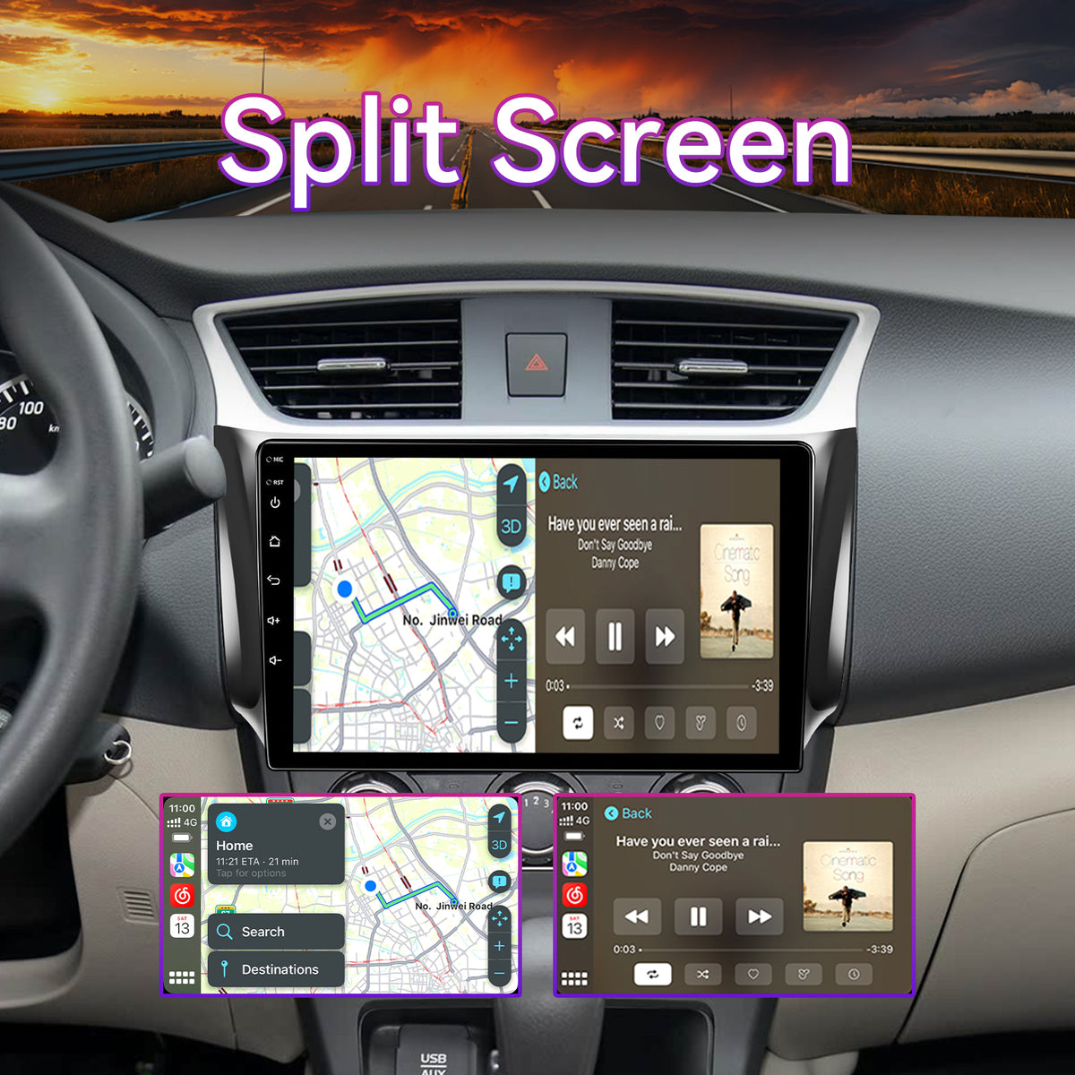 10" Vertical Android Car Stereo Compatible with Nissan Sentra 2013-2017 — Wireless CarPlay/Android Auto, GPS Navigation & AHD Backup Camera