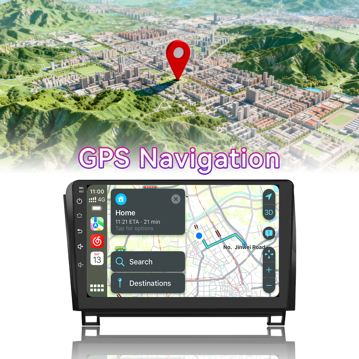 10" Android 13 Touchscreen Radio for Toyota Tundra 2007-2013 / Sequoia 2008-2018 — Wireless CarPlay, GPS & Customizable Audio