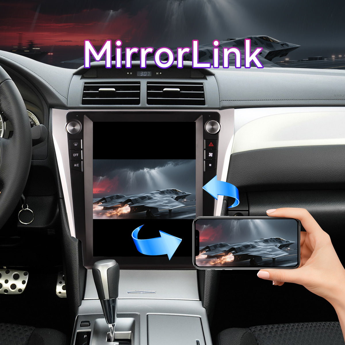 8-Core 8G+128G Android 13 Car Stereo Compatible with Toyota Camry 2012-2015, 12.1" Wireless CarPlay/Android Auto Head Unit with GPS & Backup Camera