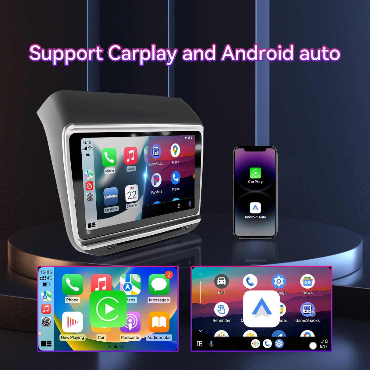 7.2" Rear Touchscreen Display Compatible with Tesla Model 3(2017-2023)/Y(2019-2024) | CarPlay/Android Auto, Climate & Seat Heater Control – 4GB/32GB