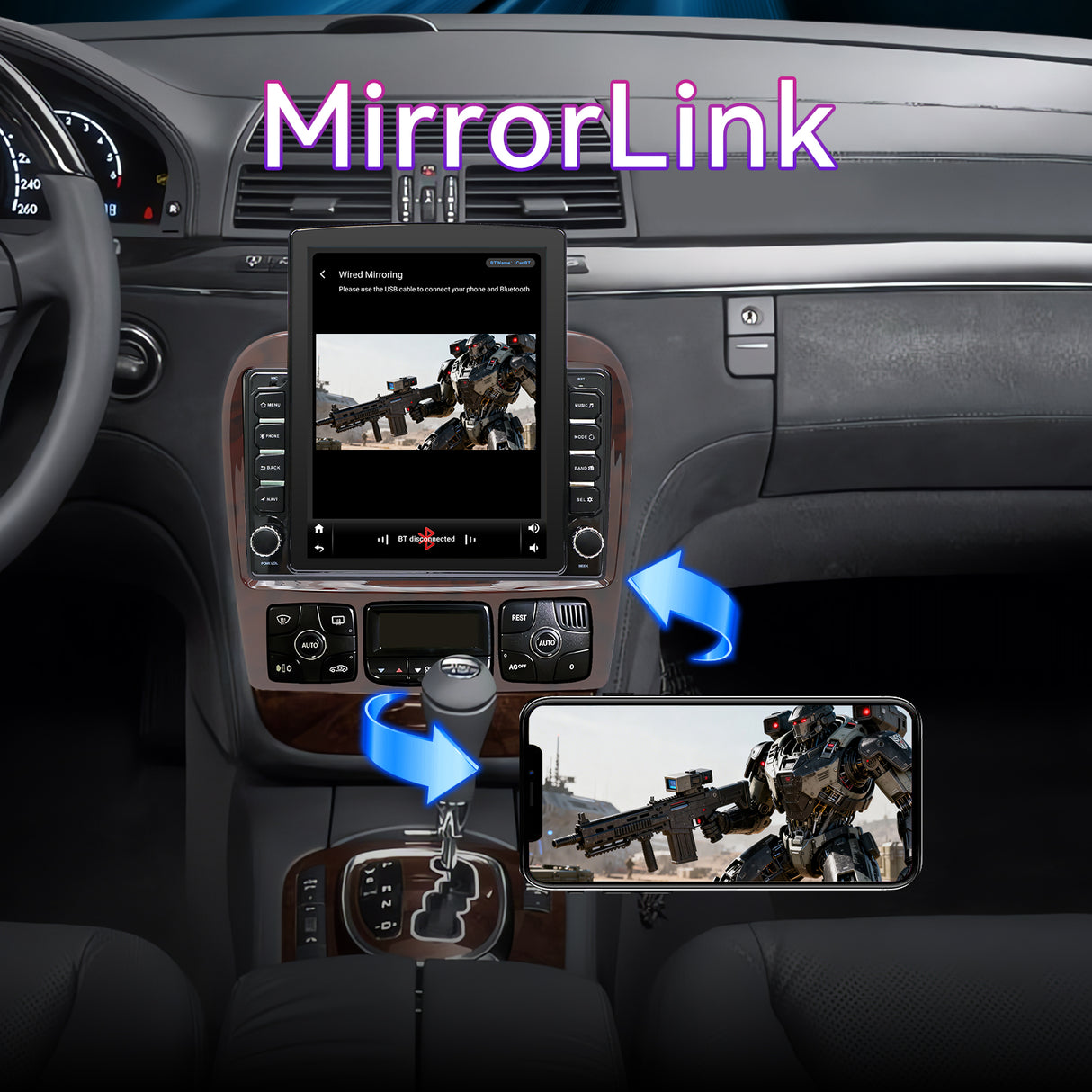 Car Radio Compatible With Mercedes Benz S-Class W220 1998-2005,4G+64GB,9.7" Touch Screen Car Stereo with Wireless Carplay Android Auto,FM/GPS/SWC/Mirror Link/Backup Camera