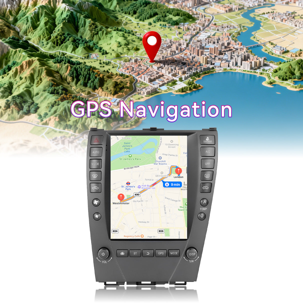 Car Radio Compatible with Lexus ES350 ES240 ES330 2006-2012,9.7''Touchscreen Head Unit Car Stereo Support Bluebooth,Wireless Carplay/Android Auto, GPS, WiFi, Backup Camera