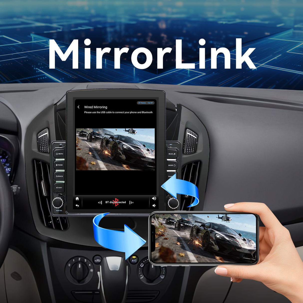 Car Radio Compatible With Ford Transit Connect 2014-2018,4G+64G,9.7" Touch Screen Car Stereo with Wireless Carplay&Android Auto,FM/GPS/SWC/Mirror Link/Backup Camera