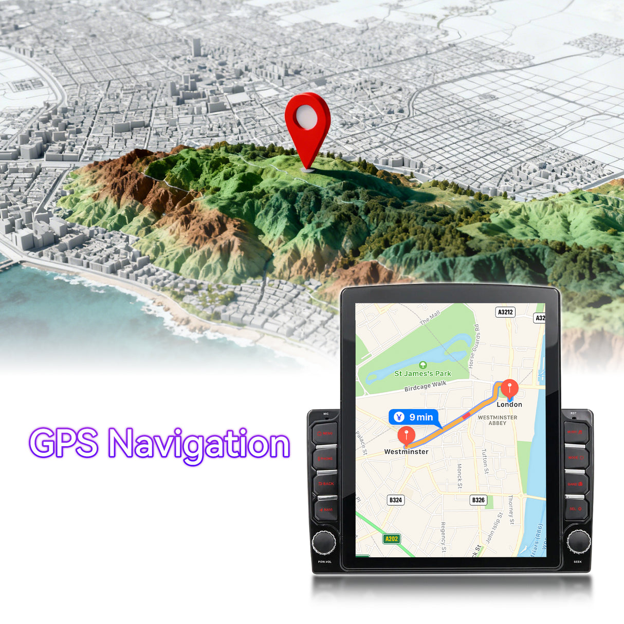 Car Radio Compatible with Toyota Tundra 2014-2021,4G+64G,9.7" Touch Screen Car Stereo with Wireless Carplay&Android Auto,FM/GPS/SWC/Mirror Link/Backup Camera