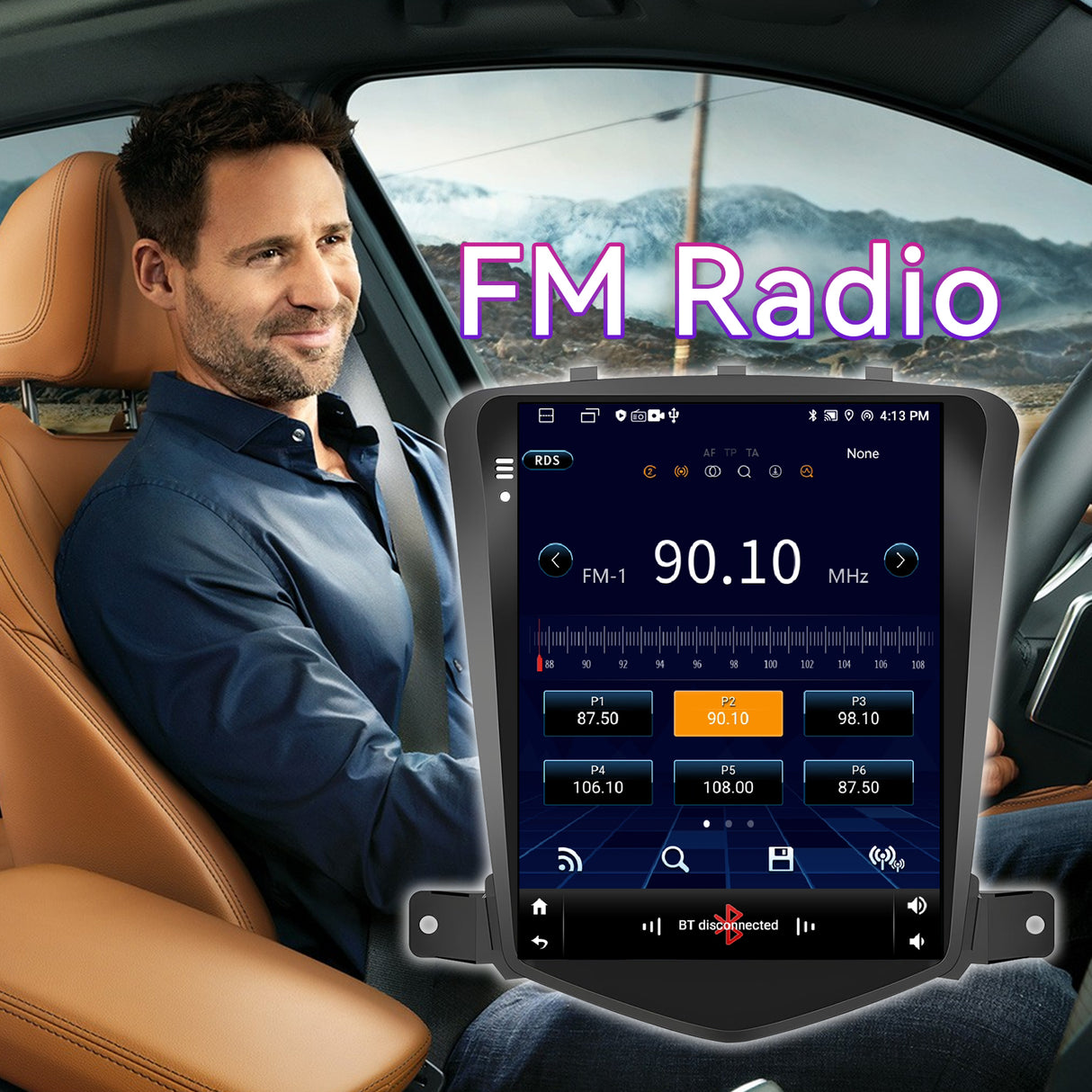 9.7" Android 13 Car Stereo Compatible with Chevy Cruze 2009-2014, 2+64GB Head Unit with Wireless CarPlay/Android Auto, GPS SWC FM Backup Camera