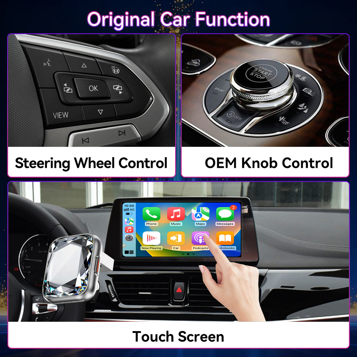 Wireless CarPlay Adapter, Convert Wired to Wireless, 2-in-1 CarPlay & Android Auto, Mini Plug & Play, Fast Auto-Connect & No Latency, USB/USB-C for Cars with Built-in CarPlay & iOS 10+/Android 11+