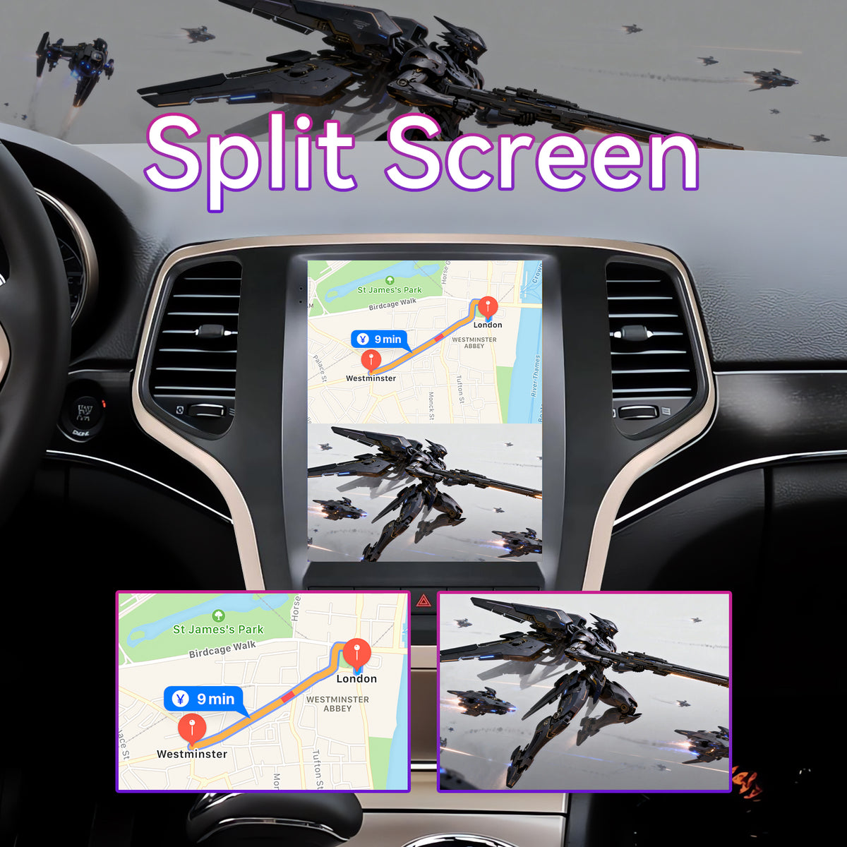 Car Stereo Compatible with Jeep Grand Cherokee 2014-2017, 9.7" 4GB+64GB Wireless CarPlay/Android Auto Head Unit with GPS & Backup Camera
