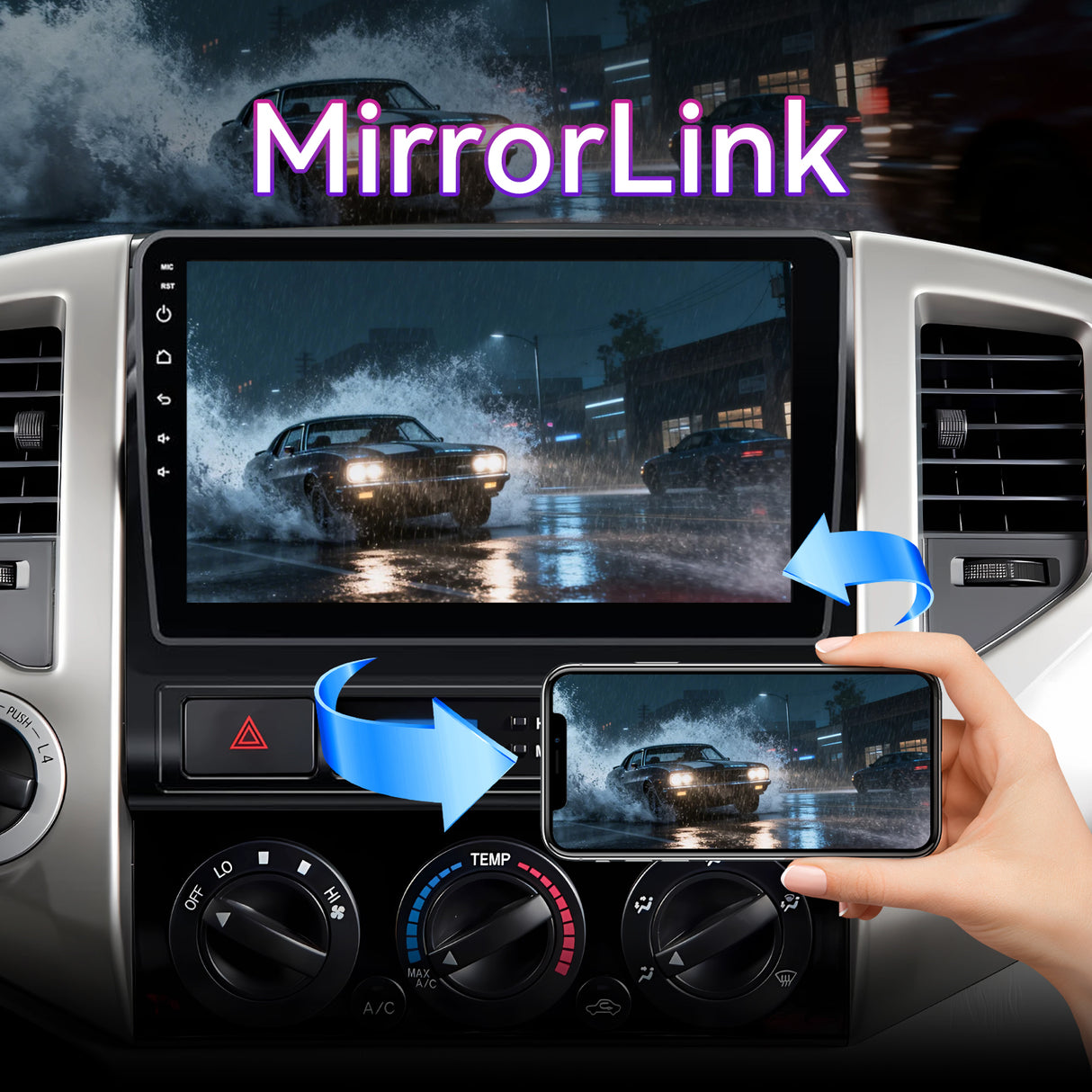 9" Android 13 Touchscreen Radio Compatible with Toyota Tacoma 2005-2015 — Wireless CarPlay, GPS, DSP & Backup Camera Included
