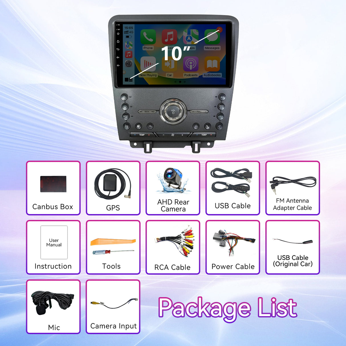 Android 13 Car Stereo Compatible with Ford Mustang 2010-2014, 10" Wireless CarPlay/Android Auto Head Unit with GPS Navigation & Backup Camera