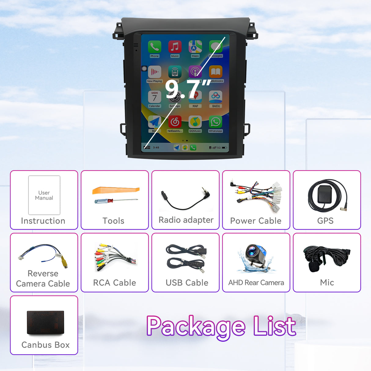 Car Radio Compatible With Subaru XV/Crosstrek 2018–2021,4G+64G,9.7" Touch Screen Car Stereo with Wireless Carplay&Android Auto,FM/GPS/SWC/Mirror Link/Backup Camera