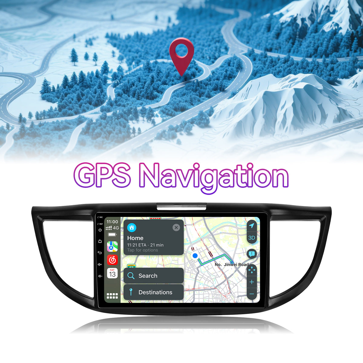 10" Android Touchscreen Car Stereo Compatible with Honda CRV 2012-2016 — Wireless CarPlay/Android Auto, GPS Navigation & AHD Backup Camera