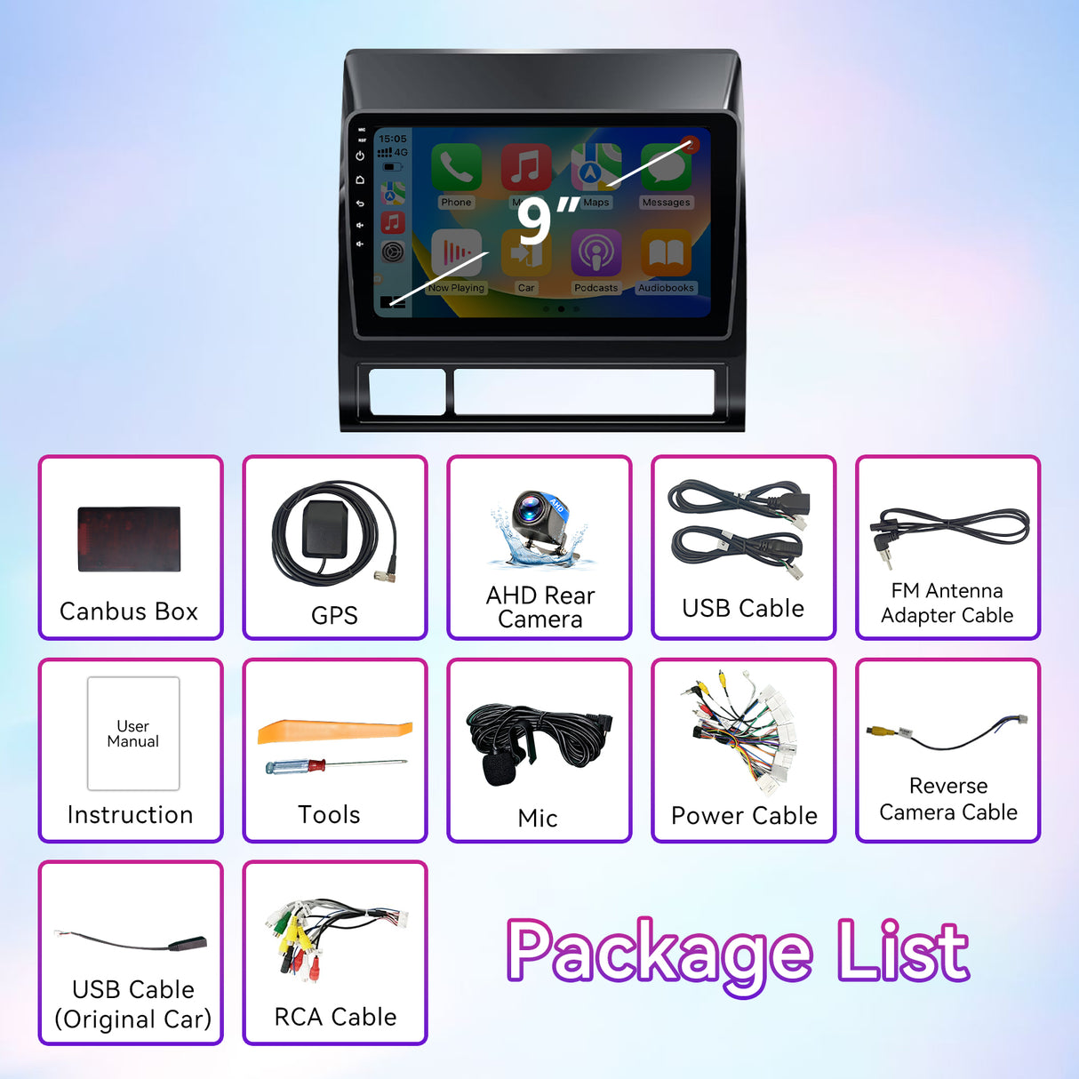 9" Android 13 Touchscreen Radio Compatible with Toyota Tacoma 2005-2015 — Wireless CarPlay, GPS, DSP & Backup Camera Included