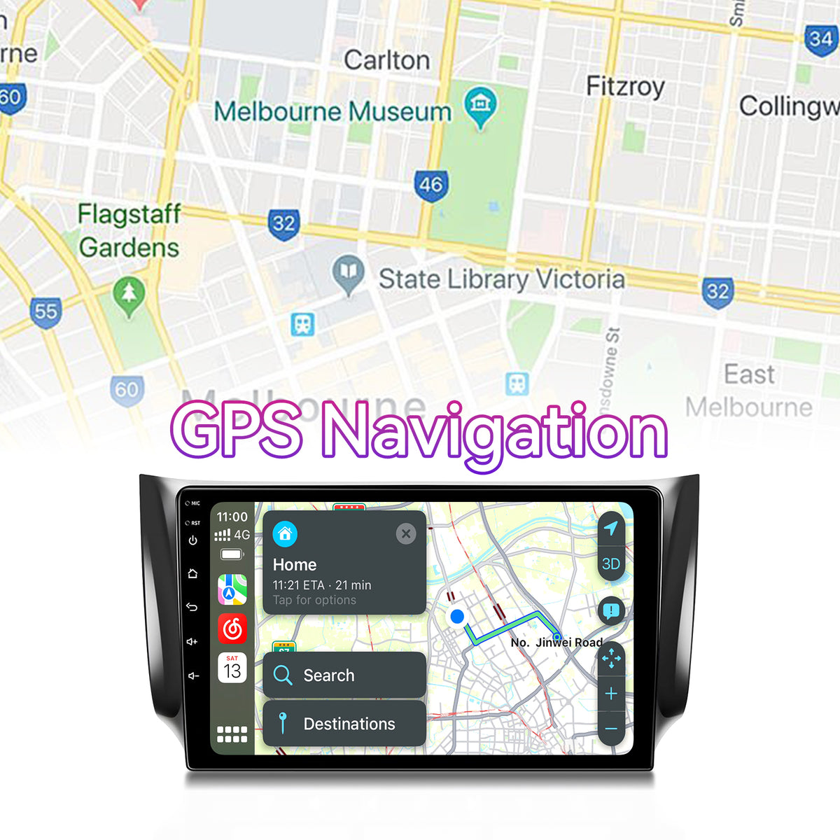 10" Vertical Android Car Stereo Compatible with Nissan Sentra 2013-2017 — Wireless CarPlay/Android Auto, GPS Navigation & AHD Backup Camera